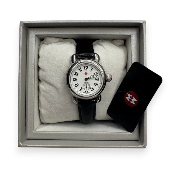 NWT Michele Mini CSX 26mm Swiss Watch Sapphire Black Patent Leather Box Rare main image 12